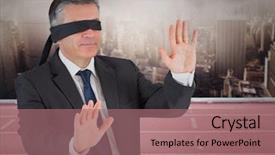  Presentation with digital image - Beautiful presentation design featuring digital composite image of blind backdrop and a coral colored foreground