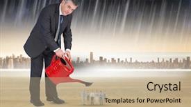  Presentation with digital image - Slides enhanced with digital composite image of businessman background and a mint green colored foreground