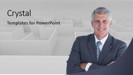  Presentation with businessman standing on maze - PPT layouts having digital composite image of businessman background and a light gray colored foreground