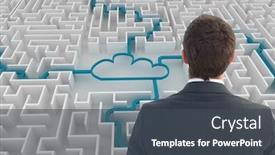  Presentation with maze - Colorful slide deck enhanced with digital composite image of businessman looking over maze backdrop and a dark gray colored foreground