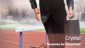  Presentation with digital image - Colorful slide deck enhanced with digital composite image of businessman backdrop and a coral colored foreground