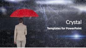  Presentation with rain - Audience pleasing slide deck consisting of digital composite image of businesswoman backdrop and a dark gray colored foreground