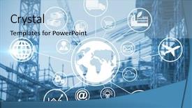  Presentation with digital image - Theme having digital composite image of globe background and a light blue colored foreground