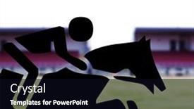  Presentation with digital image - Presentation theme having digital-composite-image-of-jockey background and a black colored foreground