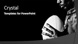  Presentation with rugby - Beautiful slide set featuring digital composite image of tough rugby player backdrop and a black colored foreground
