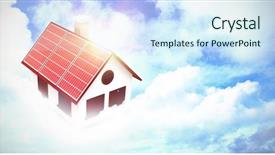  Presentation with blue house bakery - PPT theme featuring digital composite of 3d house background and a sky blue colored foreground