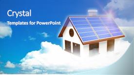  Presentation with blue sky - Cool new presentation theme with digital composite of 3d house backdrop and a teal colored foreground