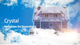  Presentation with blue house bakery - PPT theme having digital composite of 3d house background and a  colored foreground