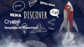  Presentation with rocket - Amazing presentation design having digital composite of 3d rocket backdrop and a navy blue colored foreground