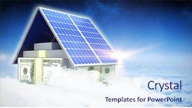  Presentation with solar panel - Theme having digital composite of 3d solar background and a sky blue colored foreground