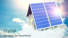  Presentation with solar panel - PPT theme consisting of digital composite of 3d solar background and a light blue colored foreground