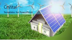  Presentation with solar panel - Presentation theme consisting of digital composite of 3d solar background and a light blue colored foreground