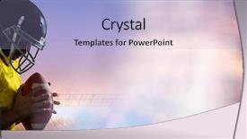  Presentation with football stadium - Audience pleasing PPT theme consisting of digital composite of american football player with stadium transition backdrop and a light blue colored foreground