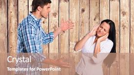  Presentation with digital lines swirls - Slides with digital composite of angry man background and a coral colored foreground