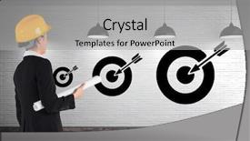  Presentation with targets - Cool new PPT layouts with digital composite of architect holding backdrop and a light gray colored foreground