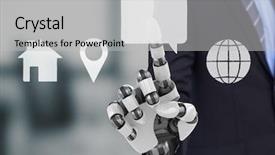  Presentation with bionic - Cool new presentation theme with digital composite of bionic hand backdrop and a light gray colored foreground