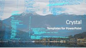  Presentation with mountain water - Slide deck featuring digital composite of blue code background and a seafoam green colored foreground