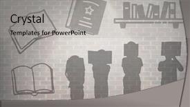  Presentation with digital book - PPT theme consisting of digital composite of book reading background and a light gray colored foreground