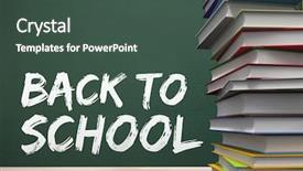  Presentation with digital book - PPT theme featuring digital composite of books background and a ocean colored foreground