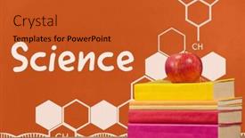  Presentation with education graphics - Presentation design with digital composite of books on the table against orange blackboard with education and school graphics background and a red colored foreground