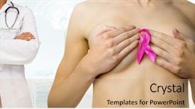  Presentation with pink ribbon breast awareness - Audience pleasing PPT layouts consisting of digital composite of breast cancer backdrop and a coral colored foreground