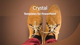  Presentation with brown bear baby shoes - Audience pleasing PPT theme consisting of digital composite of brown shoes backdrop and a  colored foreground