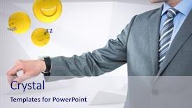  Presentation with composite - Amazing presentation design having digital composite of business man backdrop and a sky blue colored foreground