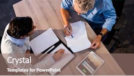  Presentation with digital - Amazing presentation theme having digital composite of business people backdrop and a coral colored foreground