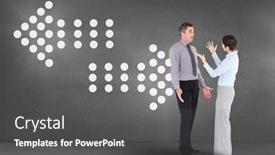  Presentation with shiny - Audience pleasing presentation theme consisting of digital composite of business people arguing against grey background with shiny arrows backdrop and a dark gray colored foreground