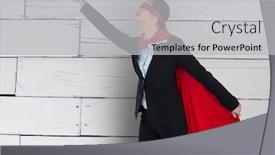  Presentation with superhero - PPT layouts enhanced with digital composite of business superhero against wood background and a light gray colored foreground