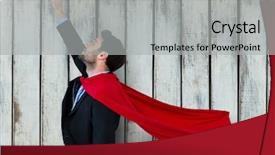  Presentation with superhero - PPT theme consisting of digital composite of business superhero background and a light gray colored foreground