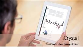  Presentation with digital - Colorful slide set enhanced with digital composite of businessman analyzing backdrop and a coral colored foreground