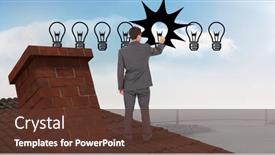  Presentation with lighting - Cool new slide deck with digital composite of businessman drawing lighting equipment while standing on roof backdrop and a tawny brown colored foreground