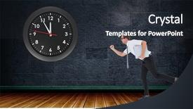  Presentation with clock - Slide set featuring digital composite of businessman running background and a tawny brown colored foreground