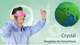  Presentation with earth animation - Beautiful slide deck featuring gene animation - digital composite of businessman wearing backdrop and a sky blue colored foreground