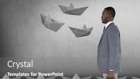  Presentation with boats digital - Cool new PPT theme with briefcase and paper boat backdrop and a gray colored foreground