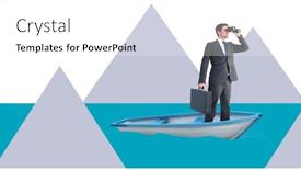  Presentation with minimal - Colorful PPT theme enhanced with digital composite of businessman in boat with minimal shapes backdrop and a white colored foreground