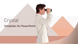  Presentation with minimal - Slides consisting of digital composite of businessman with binoculars with minimal shapes background and a lemonade colored foreground