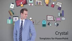  Presentation with graphics - Slides consisting of digital composite of businessman background and a light blue colored foreground