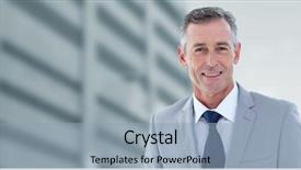  Presentation with office buildings - Beautiful presentation featuring digital composite of businessman with office buildings backdrop and a light blue colored foreground