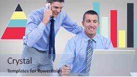  Presentation with digital technologies - Slide set featuring digital composite of businessmen using background and a light blue colored foreground