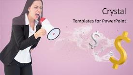  Presentation with dollar signs - Slide deck having megaphone with dollar signs coming background and a lemonade colored foreground