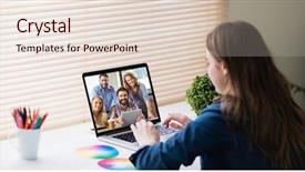  Presentation with video conferencing - Audience pleasing slide deck consisting of digital composite of businesswoman video backdrop and a lemonade colored foreground