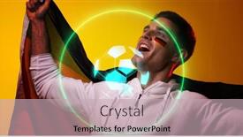  Presentation with victory sport - Slide deck with digital-composite-of-caucasian-soccer background and a soft green colored foreground