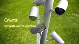  Presentation with cctv - Slide deck having digital composite of cctv grass background and a tawny brown colored foreground