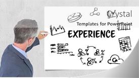  Presentation with experience - Presentation theme having digital composite of ceo's writing the graphic about the experience background and a white colored foreground