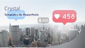  Presentation with social media - PPT theme enhanced with digital-composite-of-chat-boxes background and a sky blue colored foreground