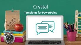  Presentation with chat - PPT layouts enhanced with digital composite of chat icons background and a  colored foreground