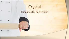  Presentation with yellow wood - Slides with digital composite of chef with rolling pin against blurry yellow wood panel background and a cream colored foreground