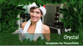  Presentation with frost border on ice christmas - Presentation theme enhanced with digital composite of christmas tree background and a tawny brown colored foreground